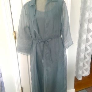 Eileen Fisher 100% silk dress w/sheer duster